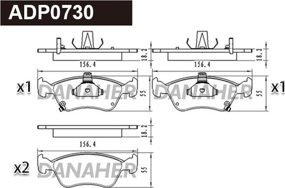 Danaher ADP0730 - Kit de plaquettes de frein, frein à disque cwaw.fr