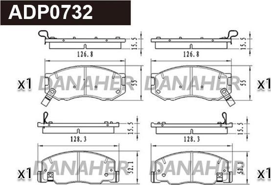 Danaher ADP0732 - Kit de plaquettes de frein, frein à disque cwaw.fr