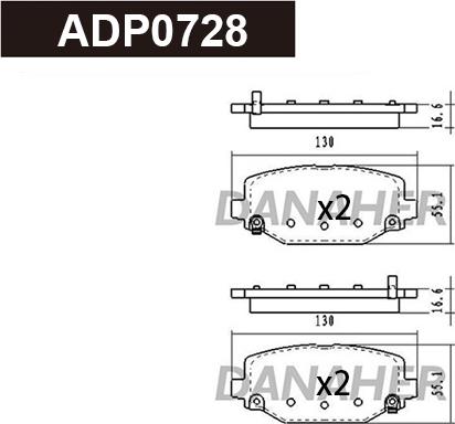 Danaher ADP0728 - Kit de plaquettes de frein, frein à disque cwaw.fr