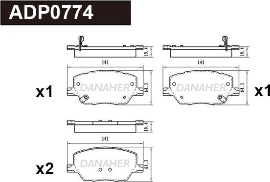 Danaher ADP0774 - Kit de plaquettes de frein, frein à disque cwaw.fr