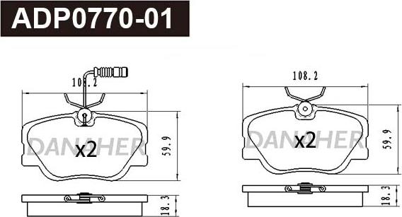 Danaher ADP0770-01 - Kit de plaquettes de frein, frein à disque cwaw.fr