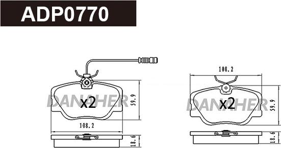 Danaher ADP0770 - Kit de plaquettes de frein, frein à disque cwaw.fr