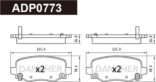 Danaher ADP0773 - Kit de plaquettes de frein, frein à disque cwaw.fr