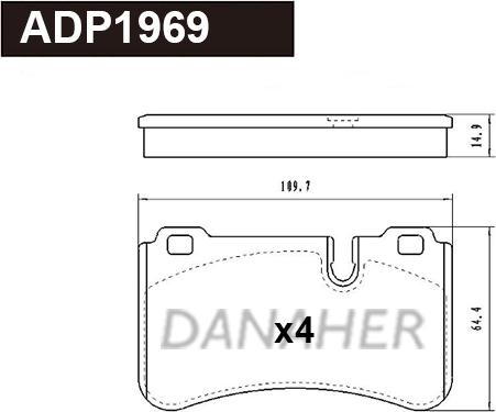 Danaher ADP1969 - Kit de plaquettes de frein, frein à disque cwaw.fr