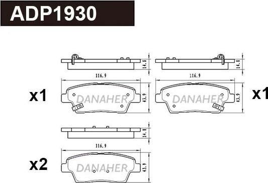 Danaher ADP1930 - Kit de plaquettes de frein, frein à disque cwaw.fr