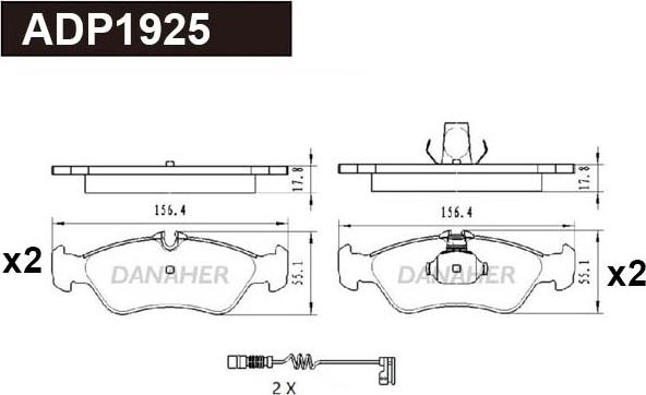 Danaher ADP1925 - Kit de plaquettes de frein, frein à disque cwaw.fr