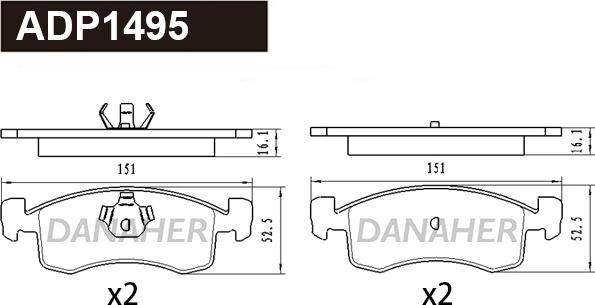 Danaher ADP1495 - Kit de plaquettes de frein, frein à disque cwaw.fr