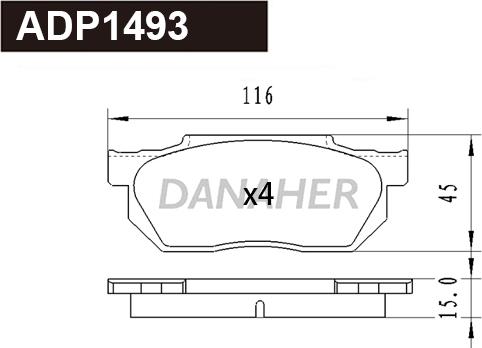 Danaher ADP1493 - Kit de plaquettes de frein, frein à disque cwaw.fr