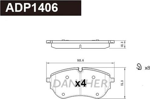 Danaher ADP1406 - Kit de plaquettes de frein, frein à disque cwaw.fr