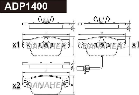 Danaher ADP1400 - Kit de plaquettes de frein, frein à disque cwaw.fr