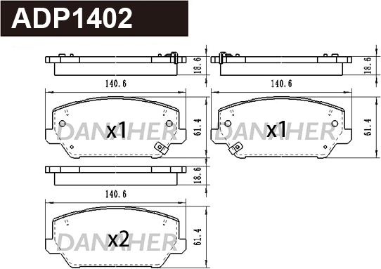 Danaher ADP1402 - Kit de plaquettes de frein, frein à disque cwaw.fr