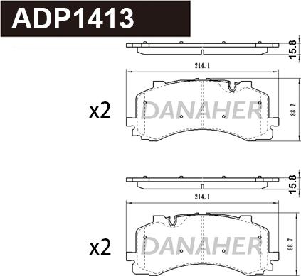 Danaher ADP1413 - Kit de plaquettes de frein, frein à disque cwaw.fr