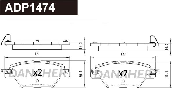 Danaher ADP1474 - Kit de plaquettes de frein, frein à disque cwaw.fr