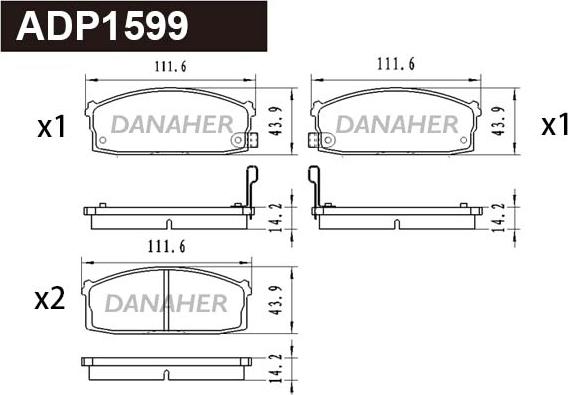 Danaher ADP1599 - Kit de plaquettes de frein, frein à disque cwaw.fr