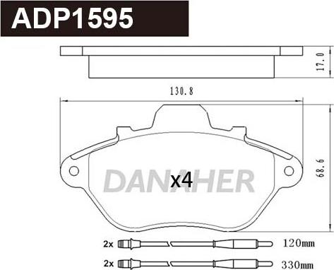 Danaher ADP1595 - Kit de plaquettes de frein, frein à disque cwaw.fr