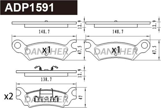 Danaher ADP1591 - Kit de plaquettes de frein, frein à disque cwaw.fr