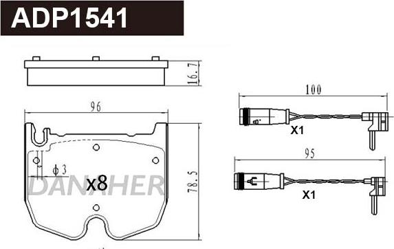 Danaher ADP1541 - Kit de plaquettes de frein, frein à disque cwaw.fr