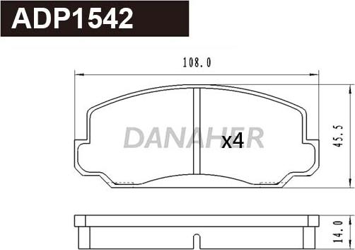 Danaher ADP1542 - Kit de plaquettes de frein, frein à disque cwaw.fr