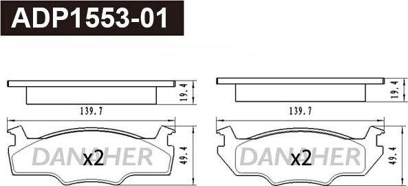 Danaher ADP1553-01 - Kit de plaquettes de frein, frein à disque cwaw.fr