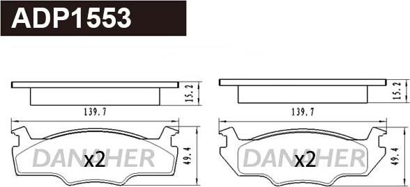 Danaher ADP1553 - Kit de plaquettes de frein, frein à disque cwaw.fr