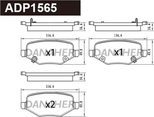 Danaher ADP1565 - Kit de plaquettes de frein, frein à disque cwaw.fr