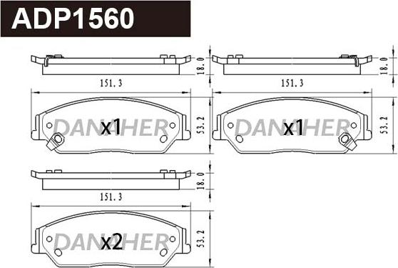 Danaher ADP1560 - Kit de plaquettes de frein, frein à disque cwaw.fr