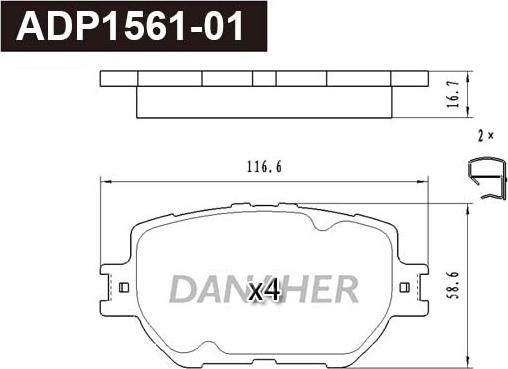 Danaher ADP1561-01 - Kit de plaquettes de frein, frein à disque cwaw.fr