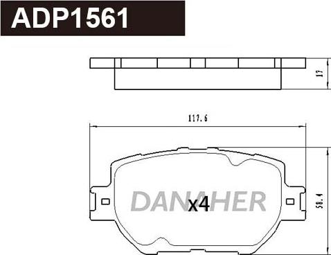 Danaher ADP1561 - Kit de plaquettes de frein, frein à disque cwaw.fr