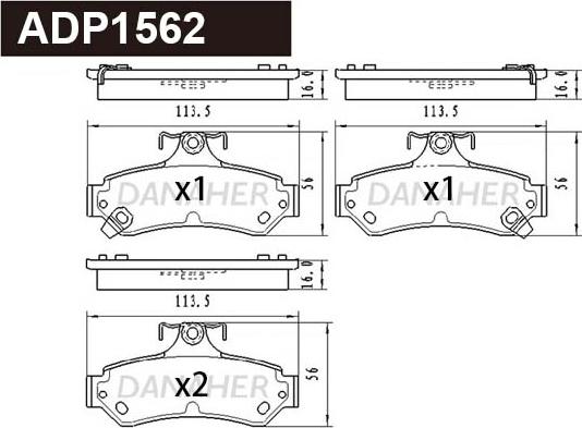 Danaher ADP1562 - Kit de plaquettes de frein, frein à disque cwaw.fr