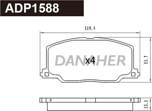 Danaher ADP1588 - Kit de plaquettes de frein, frein à disque cwaw.fr