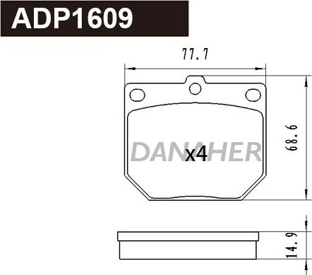 Danaher ADP1609 - Kit de plaquettes de frein, frein à disque cwaw.fr