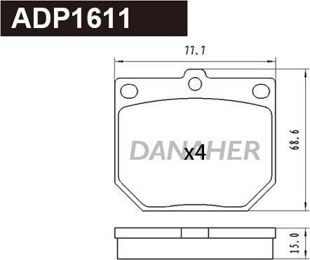 Danaher ADP1611 - Kit de plaquettes de frein, frein à disque cwaw.fr