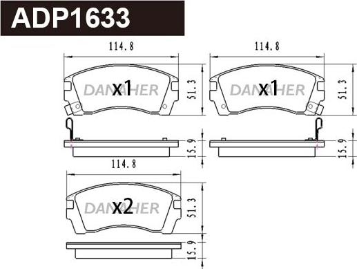 Danaher ADP1633 - Kit de plaquettes de frein, frein à disque cwaw.fr