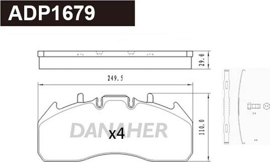 Danaher ADP1679 - Kit de plaquettes de frein, frein à disque cwaw.fr