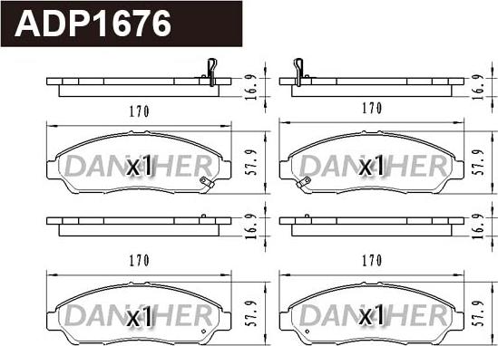 Danaher ADP1676 - Kit de plaquettes de frein, frein à disque cwaw.fr