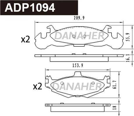 Danaher ADP1094 - Kit de plaquettes de frein, frein à disque cwaw.fr