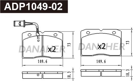 Danaher ADP1049-02 - Kit de plaquettes de frein, frein à disque cwaw.fr