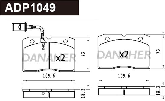 Danaher ADP1049 - Kit de plaquettes de frein, frein à disque cwaw.fr