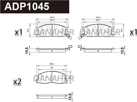 Danaher ADP1045 - Kit de plaquettes de frein, frein à disque cwaw.fr