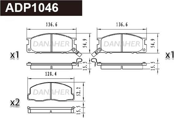 Danaher ADP1046 - Kit de plaquettes de frein, frein à disque cwaw.fr