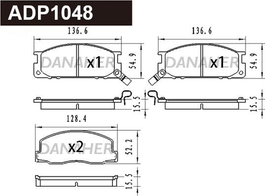 Danaher ADP1048 - Kit de plaquettes de frein, frein à disque cwaw.fr