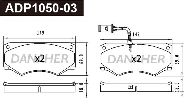 Danaher ADP1050-03 - Kit de plaquettes de frein, frein à disque cwaw.fr