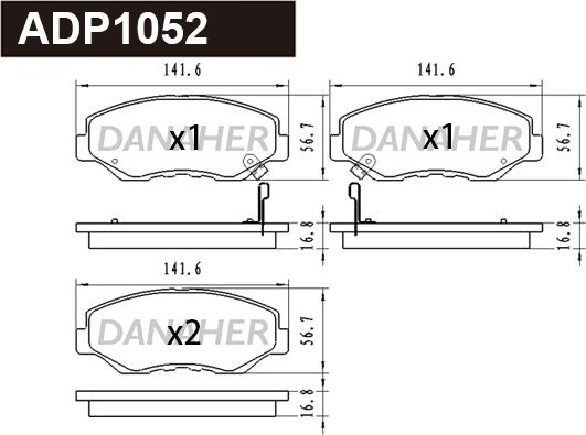 Danaher ADP1052 - Kit de plaquettes de frein, frein à disque cwaw.fr