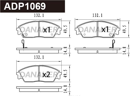 Danaher ADP1069 - Kit de plaquettes de frein, frein à disque cwaw.fr