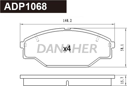 Danaher ADP1068 - Kit de plaquettes de frein, frein à disque cwaw.fr