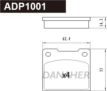 Danaher ADP1001 - Kit de plaquettes de frein, frein à disque cwaw.fr