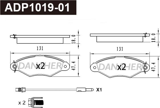 Danaher ADP1019-01 - Kit de plaquettes de frein, frein à disque cwaw.fr