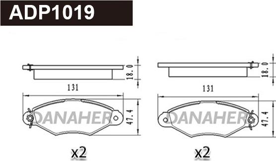 Danaher ADP1019 - Kit de plaquettes de frein, frein à disque cwaw.fr