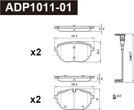 Danaher ADP1011-01 - Kit de plaquettes de frein, frein à disque cwaw.fr