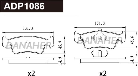 Danaher ADP1086 - Kit de plaquettes de frein, frein à disque cwaw.fr